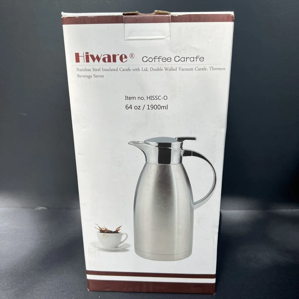 Hiware stainless steel vacuum insulated thermal coffee carafe 64 oz NEW
